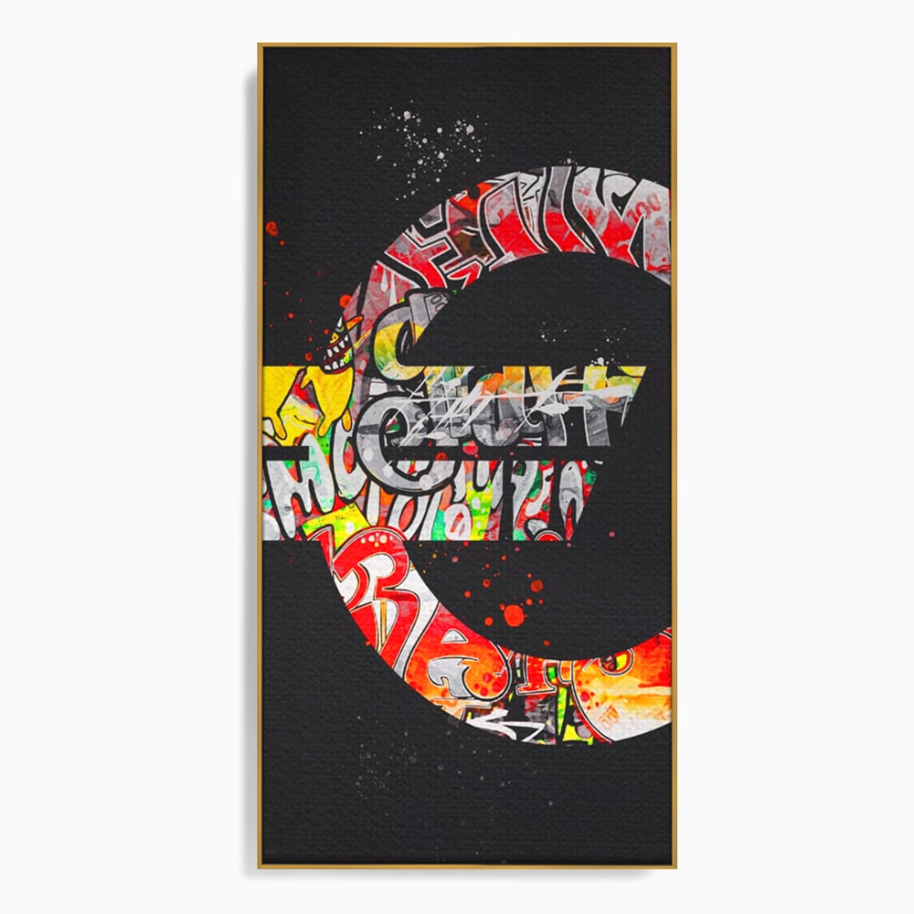 Tablou Canvas Premium LuxCanva® A1206, The Euro Sign , Decorativ, Birou, Graffiti Euro, Bani, Living, Culori Vibrante