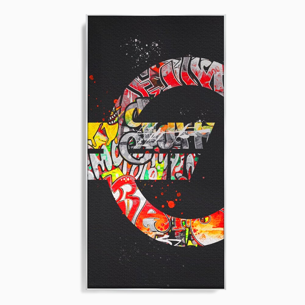 Tablou Canvas Premium LuxCanva® A1206, The Euro Sign , Decorativ, Birou, Graffiti Euro, Bani, Living, Culori Vibrante