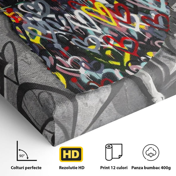 Tablou Canvas Premium LuxCanva® A1208, Colorful Ballerina , Decorativ, Dormitor, Balerina, Inimi Colorate, Dressing, Culori Vibrante