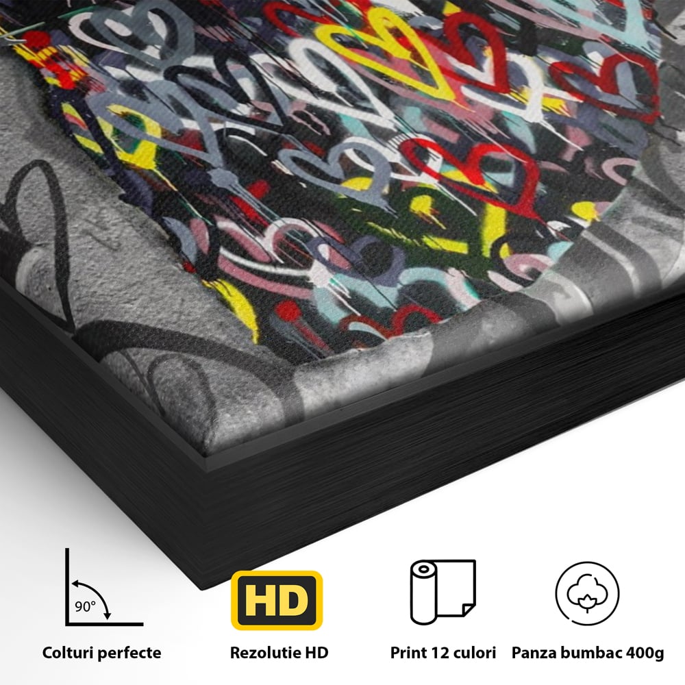 Tablou Canvas Premium LuxCanva® A1208, Colorful Ballerina , Decorativ, Dormitor, Balerina, Inimi Colorate, Dressing, Culori Vibrante