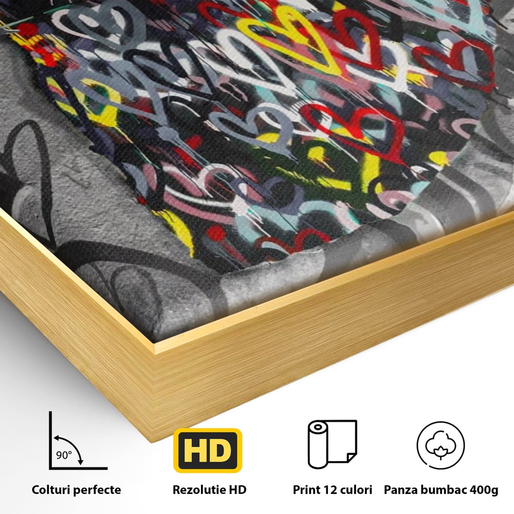 Tablou Canvas Premium LuxCanva® A1208, Colorful Ballerina , Decorativ, Dormitor, Balerina, Inimi Colorate, Dressing, Culori Vibrante