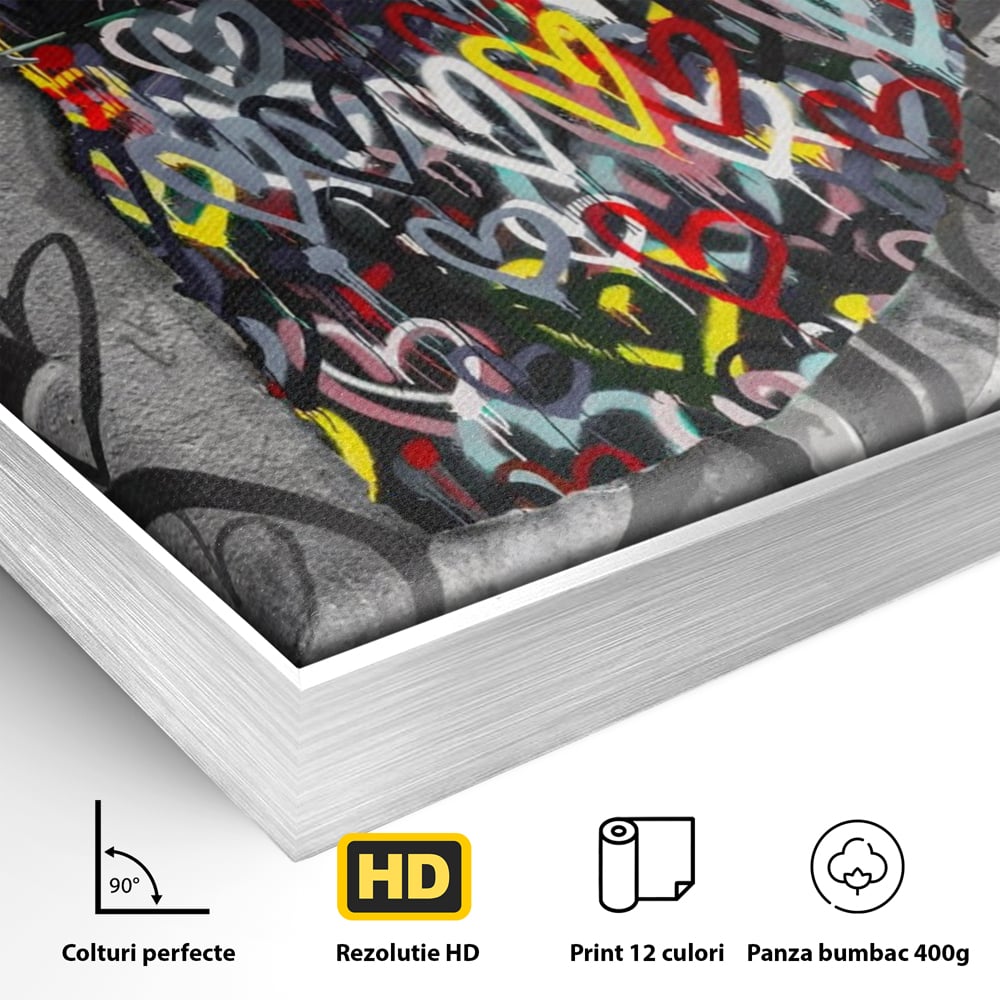 Tablou Canvas Premium LuxCanva® A1208, Colorful Ballerina , Decorativ, Dormitor, Balerina, Inimi Colorate, Dressing, Culori Vibrante