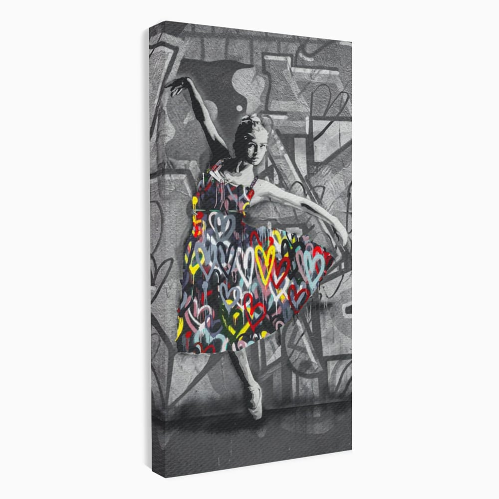 Tablou Canvas Premium LuxCanva® A1208, Colorful Ballerina , Decorativ, Dormitor, Balerina, Inimi Colorate, Dressing, Culori Vibrante