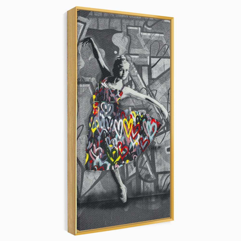 Tablou Canvas Premium LuxCanva® A1208, Colorful Ballerina , Decorativ, Dormitor, Balerina, Inimi Colorate, Dressing, Culori Vibrante