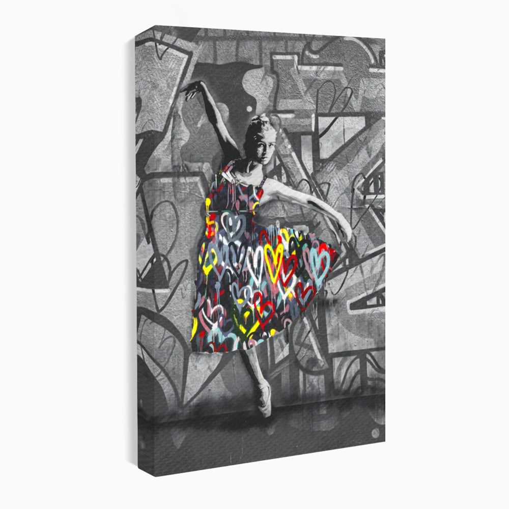Tablou Canvas Premium LuxCanva® A1208, Colorful Ballerina , Decorativ, Dormitor, Balerina, Inimi Colorate, Dressing, Culori Vibrante