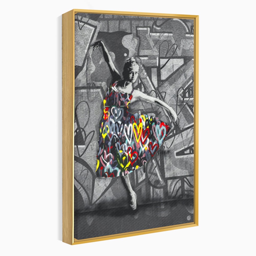 Tablou Canvas Premium LuxCanva® A1208, Colorful Ballerina , Decorativ, Dormitor, Balerina, Inimi Colorate, Dressing, Culori Vibrante