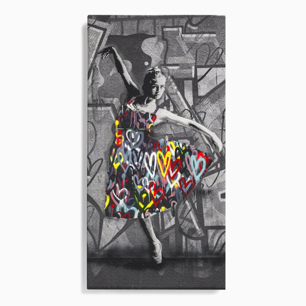 Tablou Canvas Premium LuxCanva® A1208, Colorful Ballerina , Decorativ, Dormitor, Balerina, Inimi Colorate, Dressing, Culori Vibrante