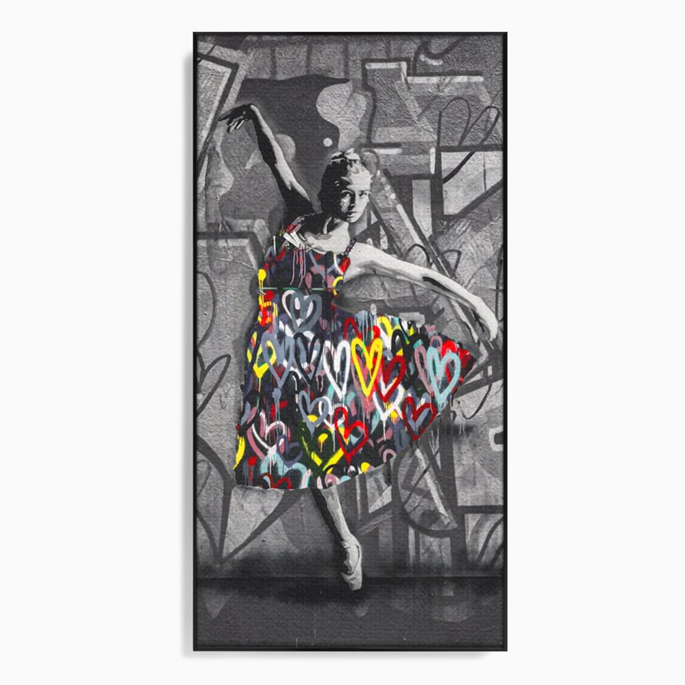 Tablou Canvas Premium LuxCanva® A1208, Colorful Ballerina , Decorativ, Dormitor, Balerina, Inimi Colorate, Dressing, Culori Vibrante