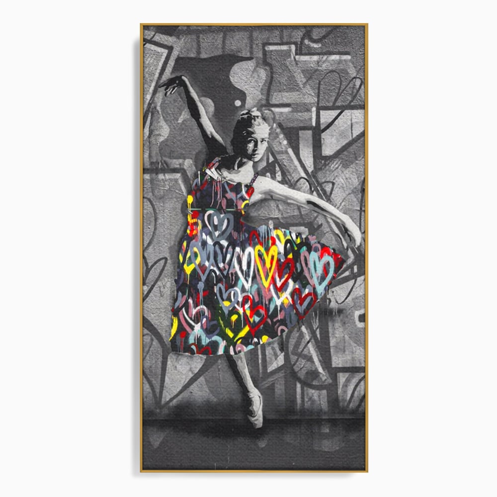 Tablou Canvas Premium LuxCanva® A1208, Colorful Ballerina , Decorativ, Dormitor, Balerina, Inimi Colorate, Dressing, Culori Vibrante