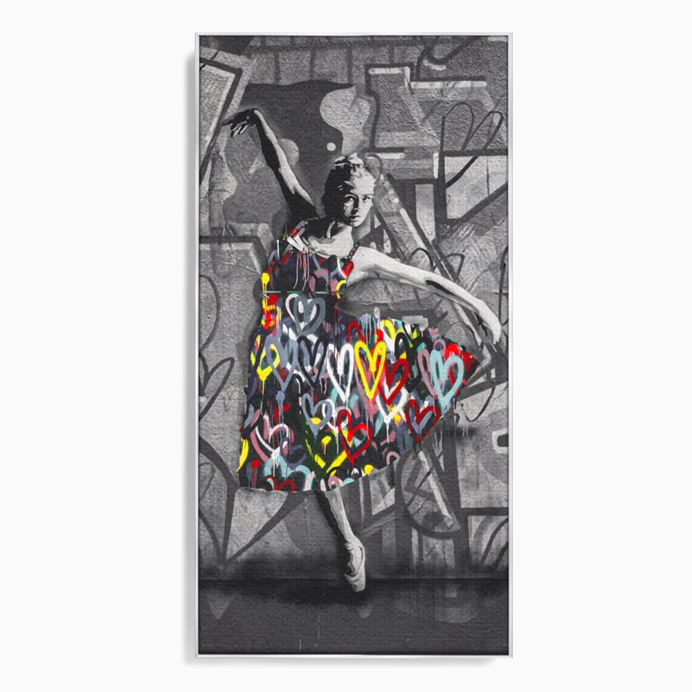 Tablou Canvas Premium LuxCanva® A1208, Colorful Ballerina , Decorativ, Dormitor, Balerina, Inimi Colorate, Dressing, Culori Vibrante