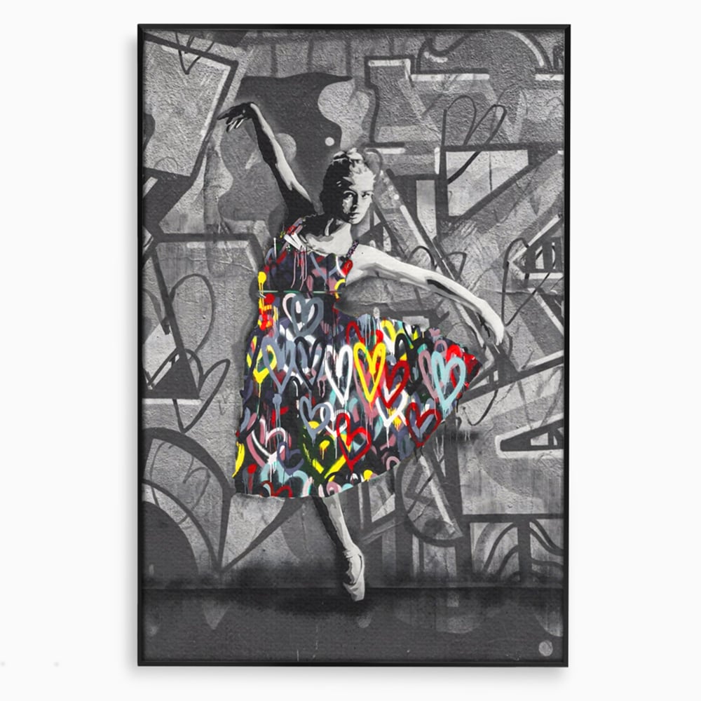 Tablou Canvas Premium LuxCanva® A1208, Colorful Ballerina , Decorativ, Dormitor, Balerina, Inimi Colorate, Dressing, Culori Vibrante