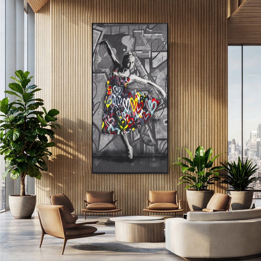 Tablou Canvas Premium LuxCanva® A1208, Colorful Ballerina , Decorativ, Dormitor, Balerina, Inimi Colorate, Dressing, Culori Vibrante