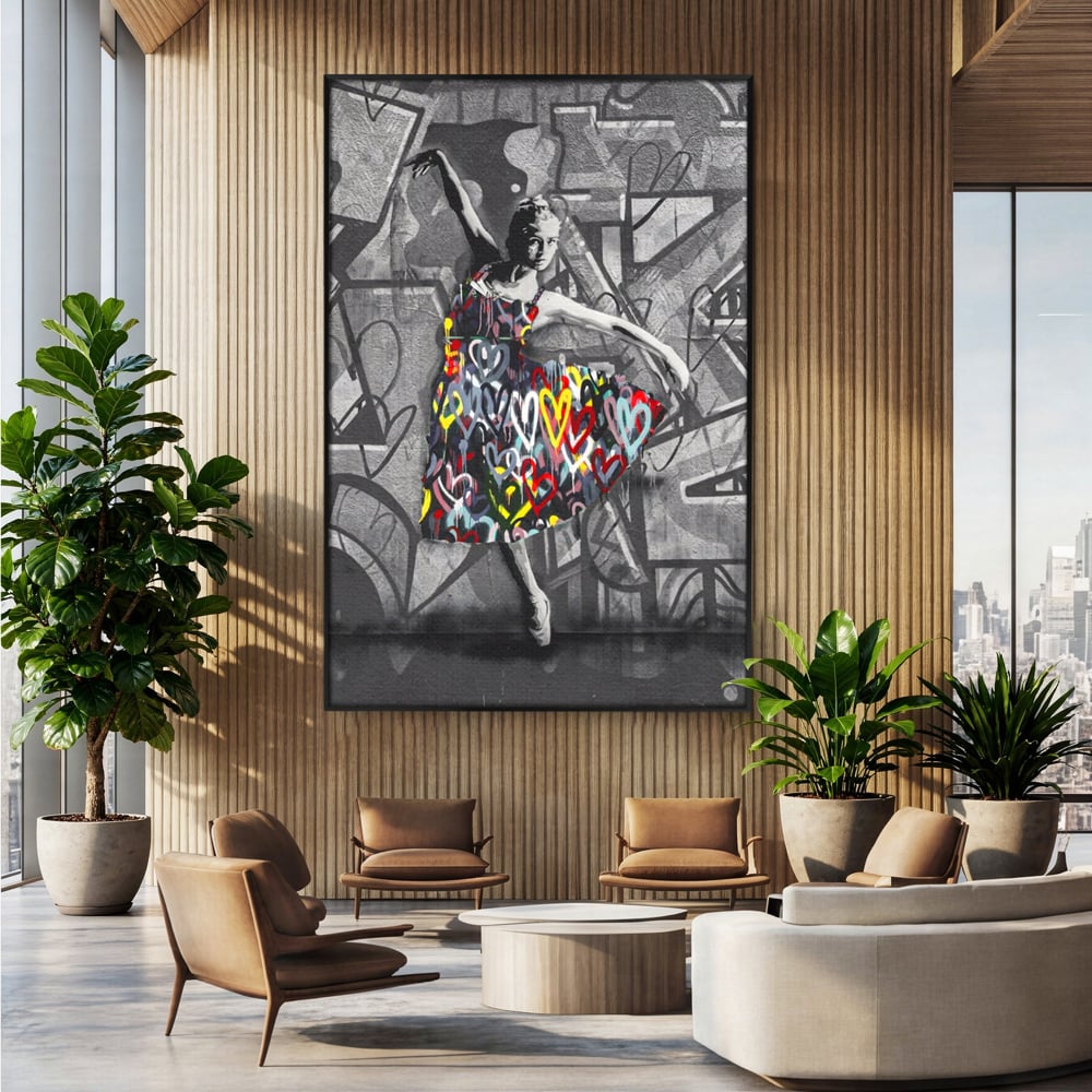 Tablou Canvas Premium LuxCanva® A1208, Colorful Ballerina , Decorativ, Dormitor, Balerina, Inimi Colorate, Dressing, Culori Vibrante