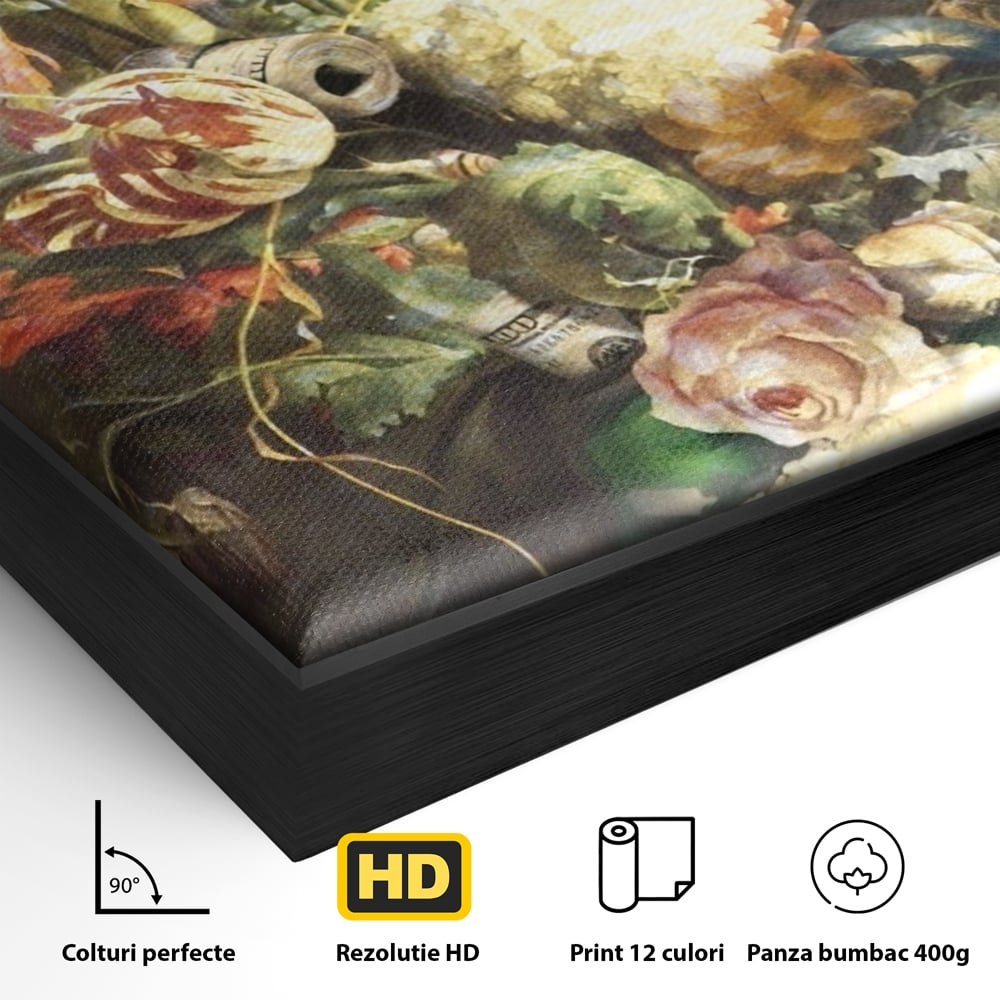 Tablou Canvas Premium, LuxCanva® A1209, Nike Shoes Flowers, Decorativ, Flori, Living, Jordan, Adidas, Dolar, Dormitor, Culori Vibrante