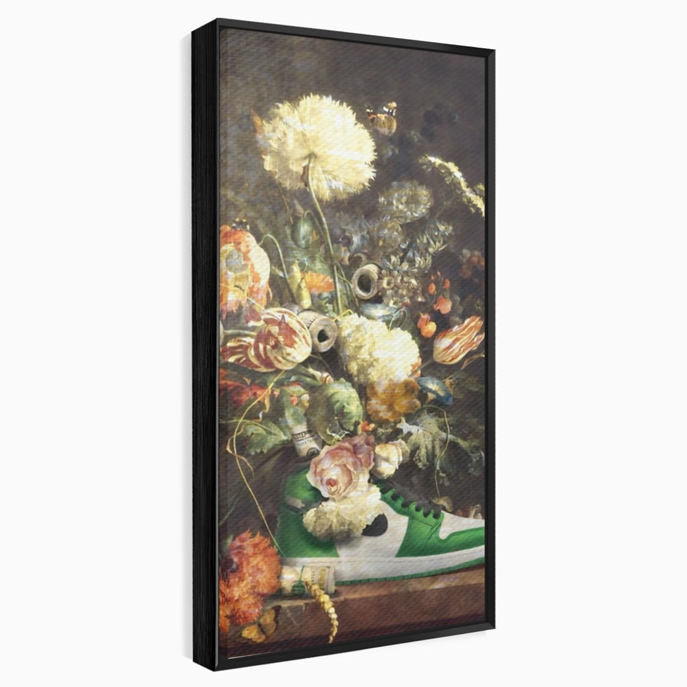 Tablou Canvas Premium, LuxCanva® A1209, Nike Shoes Flowers, Decorativ, Flori, Living, Jordan, Adidas, Dolar, Dormitor, Culori Vibrante
