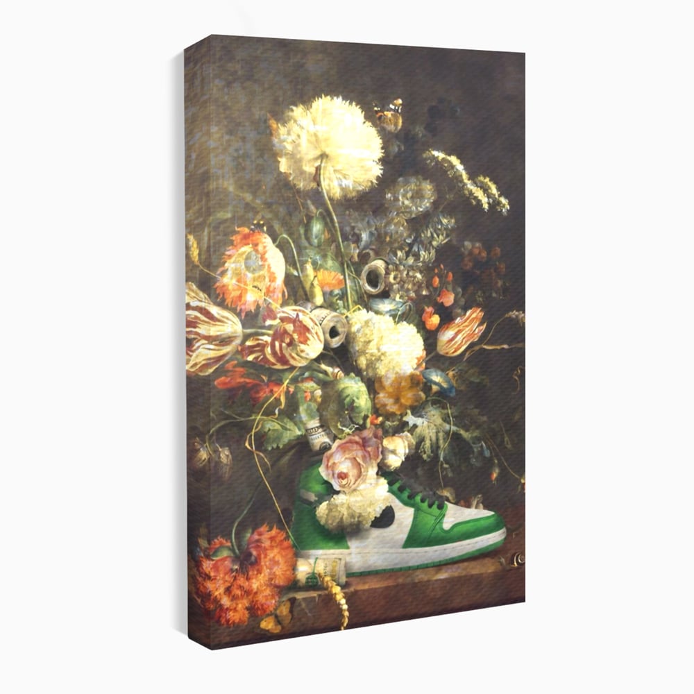Tablou Canvas Premium, LuxCanva® A1209, Nike Shoes Flowers, Decorativ, Flori, Living, Jordan, Adidas, Dolar, Dormitor, Culori Vibrante
