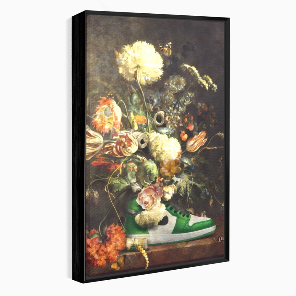 Tablou Canvas Premium, LuxCanva® A1209, Nike Shoes Flowers, Decorativ, Flori, Living, Jordan, Adidas, Dolar, Dormitor, Culori Vibrante