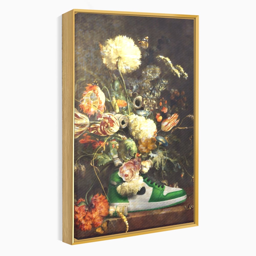 Tablou Canvas Premium, LuxCanva® A1209, Nike Shoes Flowers, Decorativ, Flori, Living, Jordan, Adidas, Dolar, Dormitor, Culori Vibrante