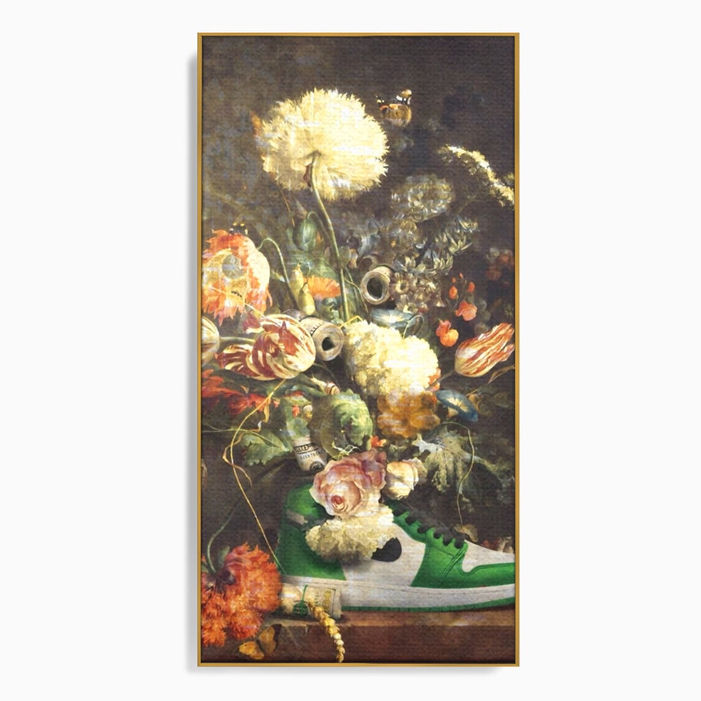 Tablou Canvas Premium, LuxCanva® A1209, Nike Shoes Flowers, Decorativ, Flori, Living, Jordan, Adidas, Dolar, Dormitor, Culori Vibrante
