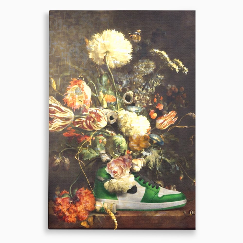 Tablou Canvas Premium, LuxCanva® A1209, Nike Shoes Flowers, Decorativ, Flori, Living, Jordan, Adidas, Dolar, Dormitor, Culori Vibrante