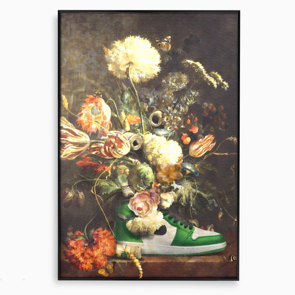 Tablou Canvas Premium, LuxCanva® A1209, Nike Shoes Flowers, Decorativ, Flori, Living, Jordan, Adidas, Dolar, Dormitor, Culori Vibrante