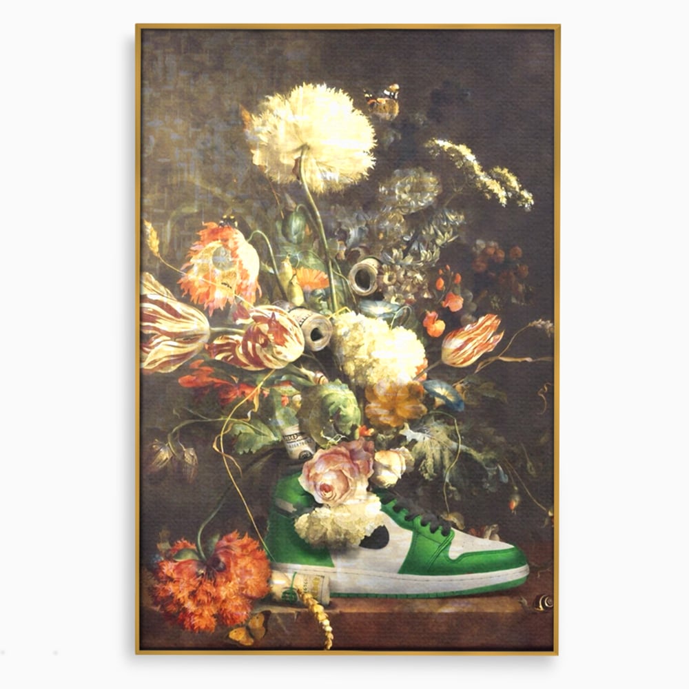 Tablou Canvas Premium, LuxCanva® A1209, Nike Shoes Flowers, Decorativ, Flori, Living, Jordan, Adidas, Dolar, Dormitor, Culori Vibrante