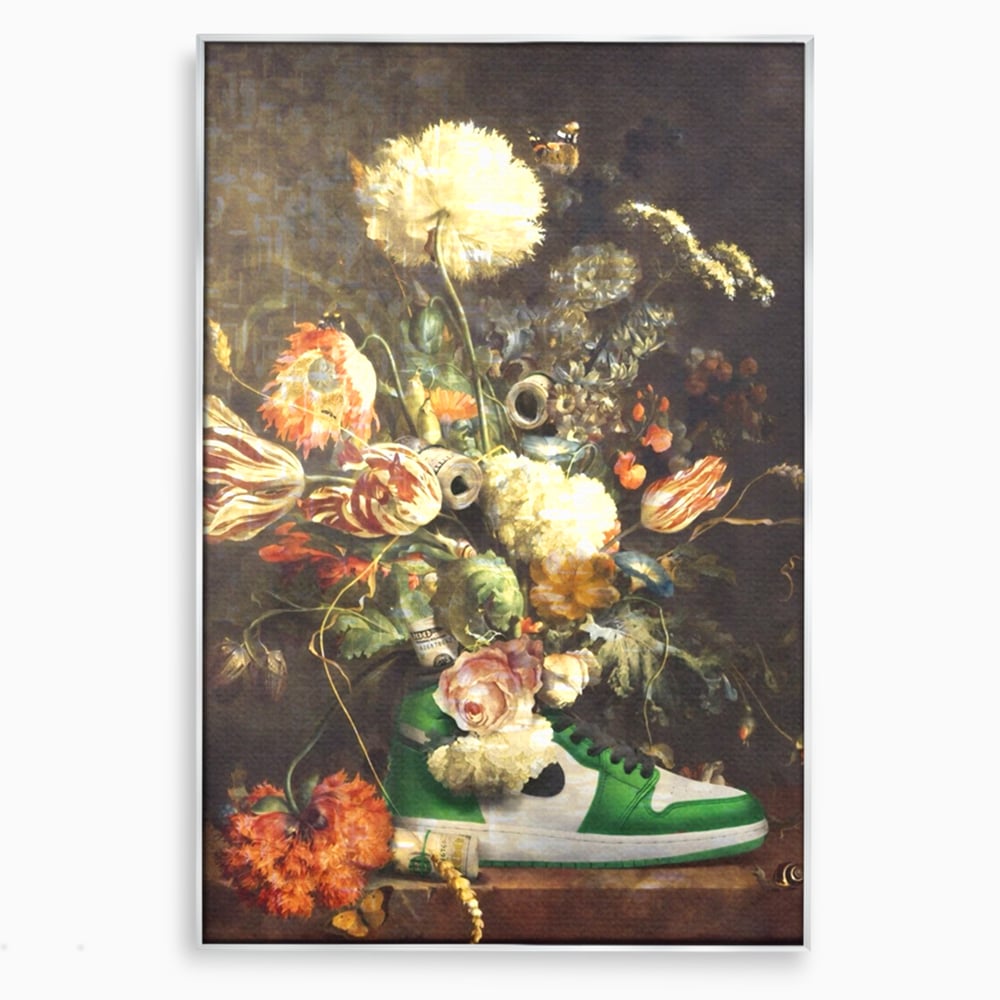 Tablou Canvas Premium, LuxCanva® A1209, Nike Shoes Flowers, Decorativ, Flori, Living, Jordan, Adidas, Dolar, Dormitor, Culori Vibrante