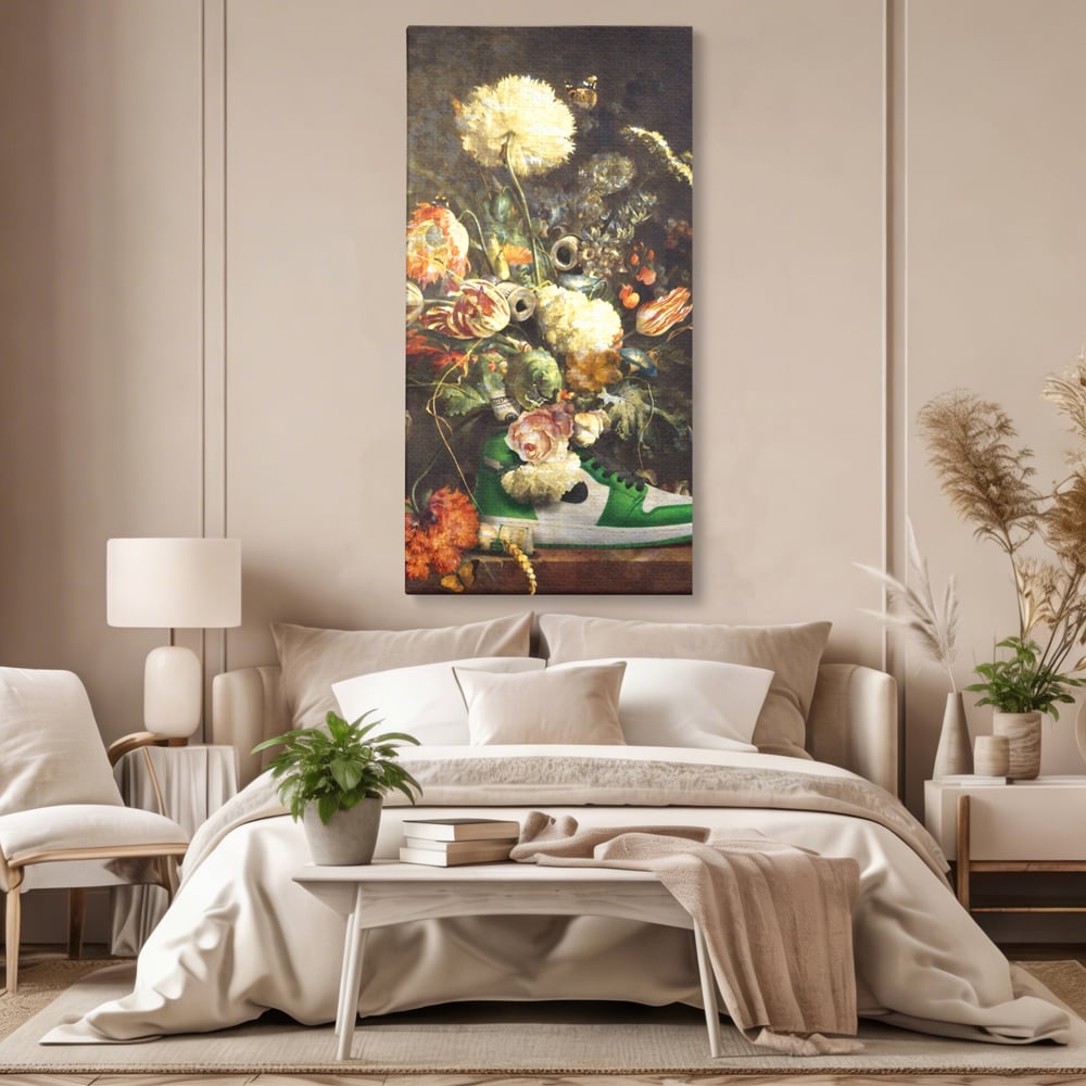 Tablou Canvas Premium, LuxCanva® A1209, Nike Shoes Flowers, Decorativ, Flori, Living, Jordan, Adidas, Dolar, Dormitor, Culori Vibrante