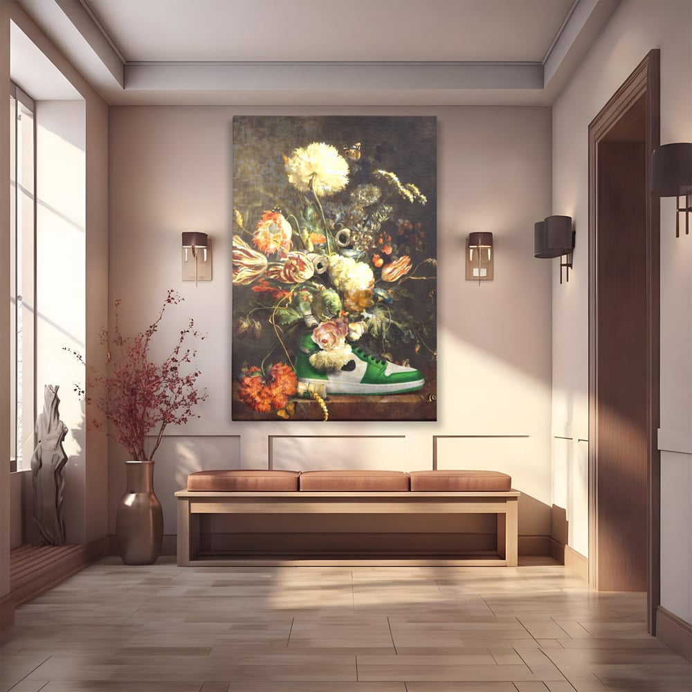 Tablou Canvas Premium, LuxCanva® A1209, Nike Shoes Flowers, Decorativ, Flori, Living, Jordan, Adidas, Dolar, Dormitor, Culori Vibrante