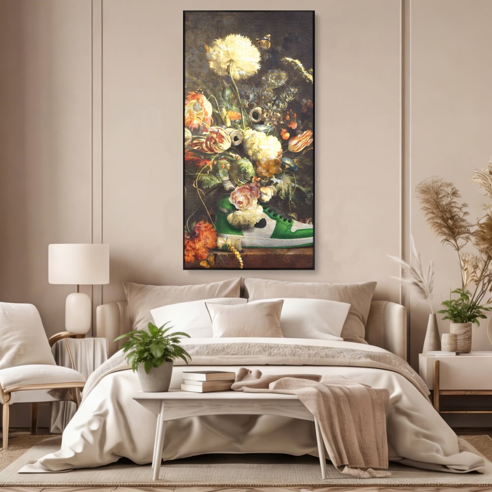 Tablou Canvas Premium, LuxCanva® A1209, Nike Shoes Flowers, Decorativ, Flori, Living, Jordan, Adidas, Dolar, Dormitor, Culori Vibrante
