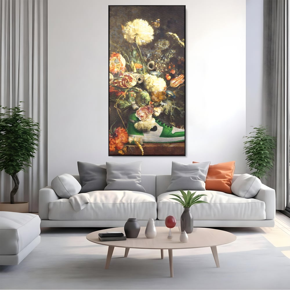 Tablou Canvas Premium, LuxCanva® A1209, Nike Shoes Flowers, Decorativ, Flori, Living, Jordan, Adidas, Dolar, Dormitor, Culori Vibrante