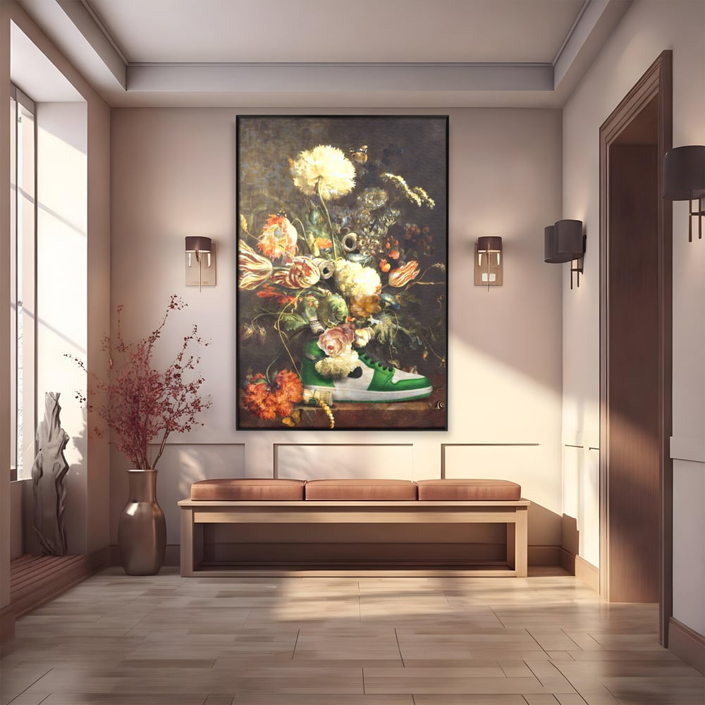 Tablou Canvas Premium, LuxCanva® A1209, Nike Shoes Flowers, Decorativ, Flori, Living, Jordan, Adidas, Dolar, Dormitor, Culori Vibrante
