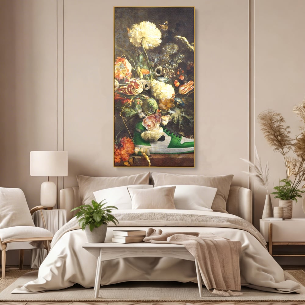 Tablou Canvas Premium, LuxCanva® A1209, Nike Shoes Flowers, Decorativ, Flori, Living, Jordan, Adidas, Dolar, Dormitor, Culori Vibrante