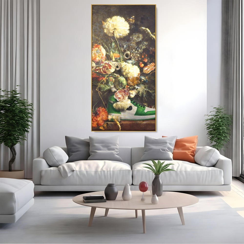 Tablou Canvas Premium, LuxCanva® A1209, Nike Shoes Flowers, Decorativ, Flori, Living, Jordan, Adidas, Dolar, Dormitor, Culori Vibrante
