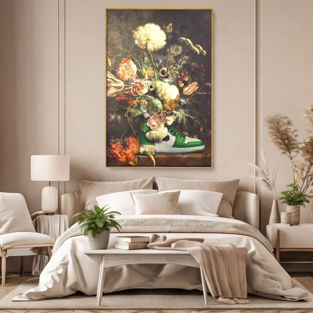 Tablou Canvas Premium, LuxCanva® A1209, Nike Shoes Flowers, Decorativ, Flori, Living, Jordan, Adidas, Dolar, Dormitor, Culori Vibrante