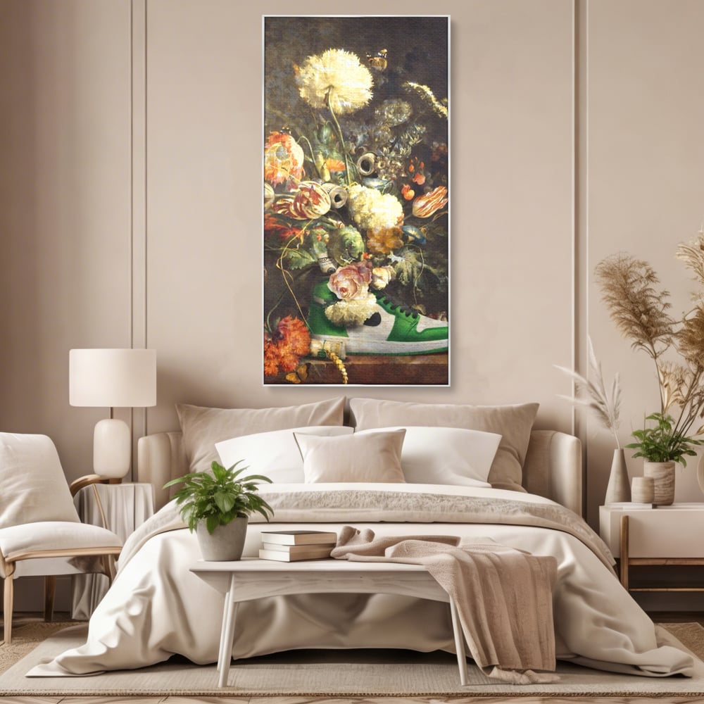 Tablou Canvas Premium, LuxCanva® A1209, Nike Shoes Flowers, Decorativ, Flori, Living, Jordan, Adidas, Dolar, Dormitor, Culori Vibrante