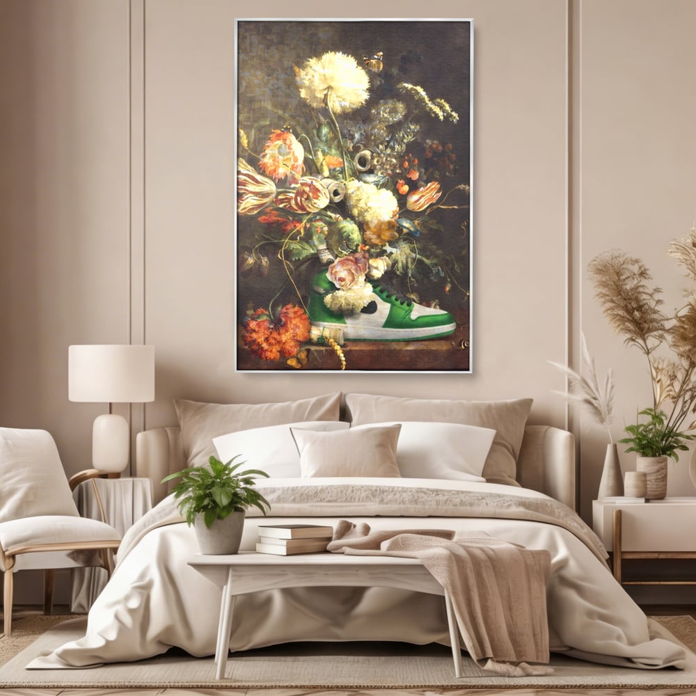 Tablou Canvas Premium, LuxCanva® A1209, Nike Shoes Flowers, Decorativ, Flori, Living, Jordan, Adidas, Dolar, Dormitor, Culori Vibrante