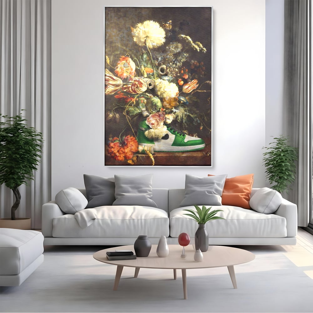 Tablou Canvas Premium, LuxCanva® A1209, Nike Shoes Flowers, Decorativ, Flori, Living, Jordan, Adidas, Dolar, Dormitor, Culori Vibrante