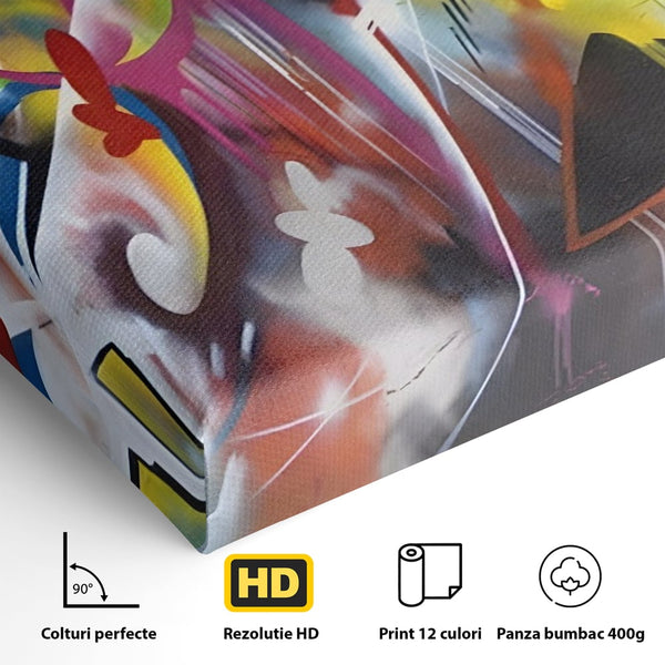 Tablou Canvas Premium LuxCanva® A1210, Graffiti Blue , Decorativ, Living, Arta Stradala, Colorat, Hol, Culori Vibrante