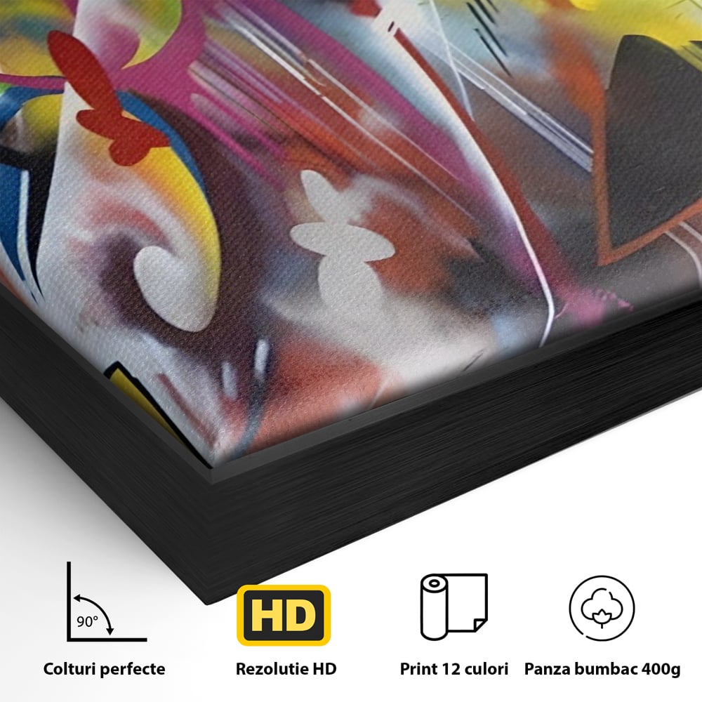 Tablou Canvas Premium LuxCanva® A1210, Graffiti Blue , Decorativ, Living, Arta Stradala, Colorat, Hol, Culori Vibrante