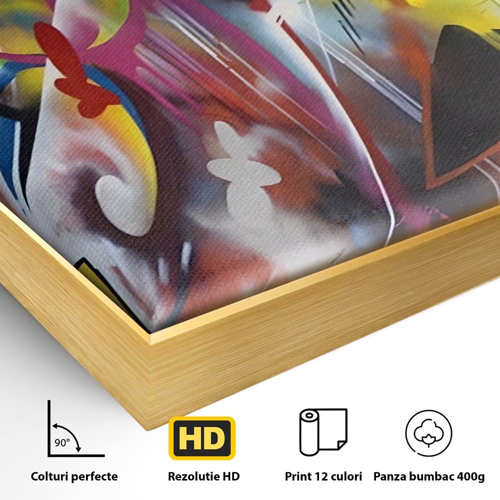 Tablou Canvas Premium LuxCanva® A1210, Graffiti Blue , Decorativ, Living, Arta Stradala, Colorat, Hol, Culori Vibrante