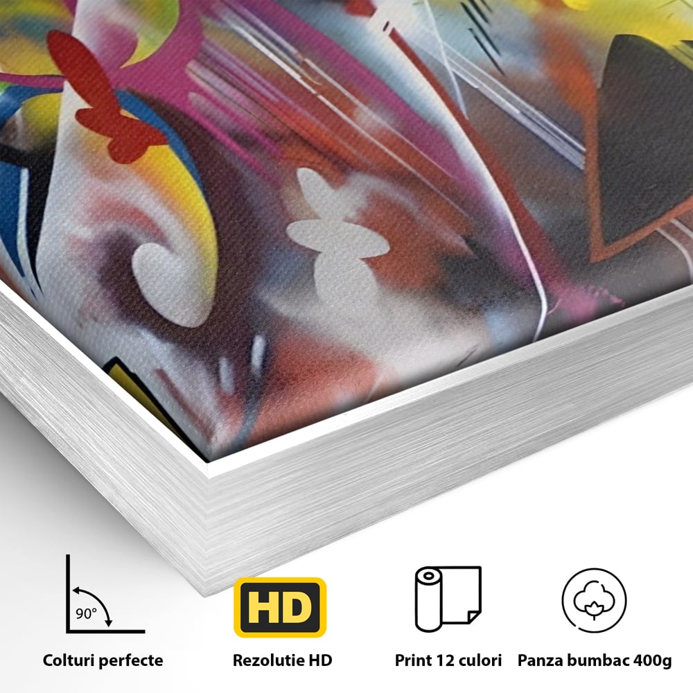 Tablou Canvas Premium LuxCanva® A1210, Graffiti Blue , Decorativ, Living, Arta Stradala, Colorat, Hol, Culori Vibrante