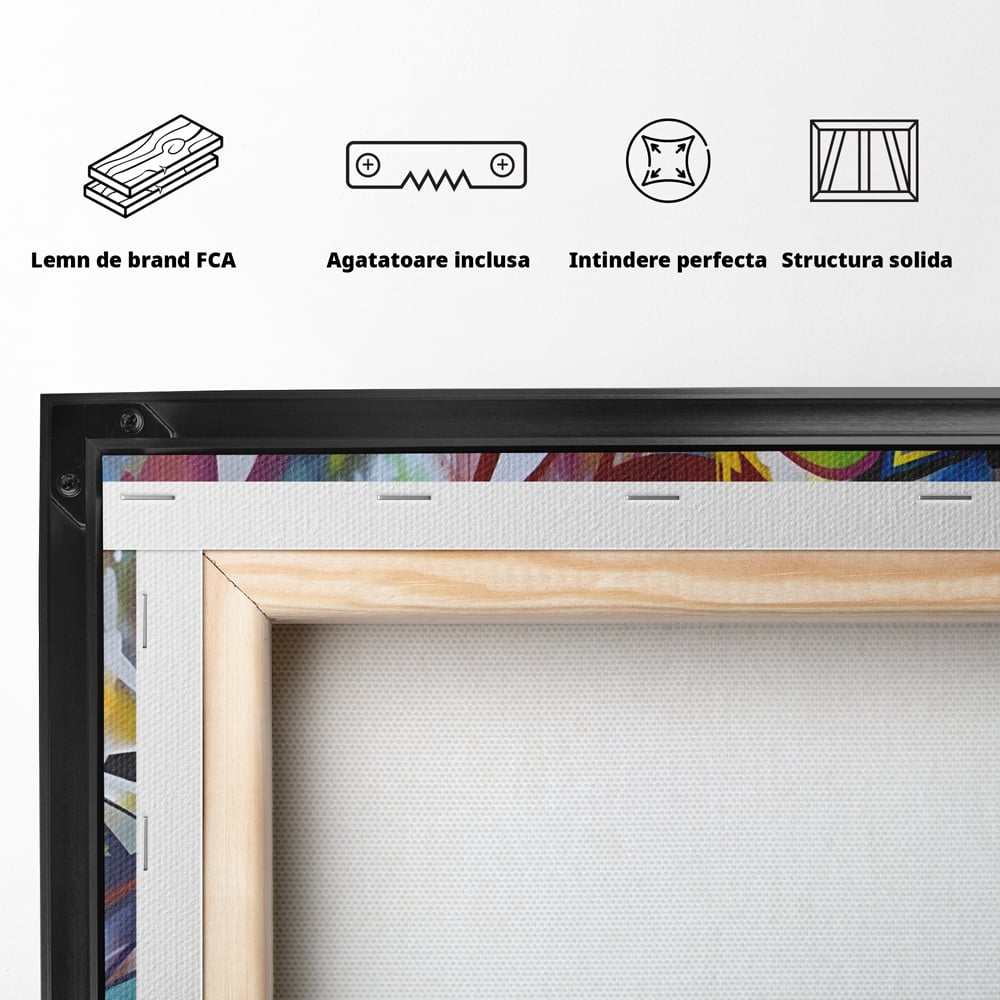 Tablou Canvas Premium LuxCanva® A1210, Graffiti Blue , Decorativ, Living, Arta Stradala, Colorat, Hol, Culori Vibrante