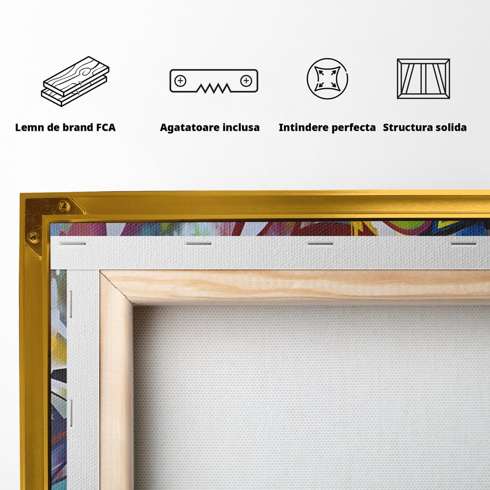 Tablou Canvas Premium LuxCanva® A1210, Graffiti Blue , Decorativ, Living, Arta Stradala, Colorat, Hol, Culori Vibrante