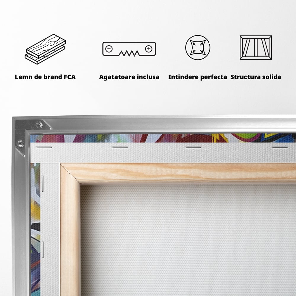 Tablou Canvas Premium LuxCanva® A1210, Graffiti Blue , Decorativ, Living, Arta Stradala, Colorat, Hol, Culori Vibrante