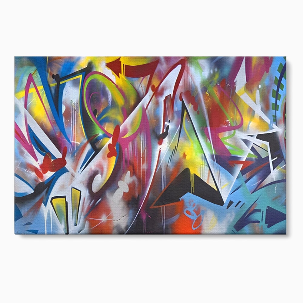 Tablou Canvas Premium LuxCanva® A1210, Graffiti Blue , Decorativ, Living, Arta Stradala, Colorat, Hol, Culori Vibrante