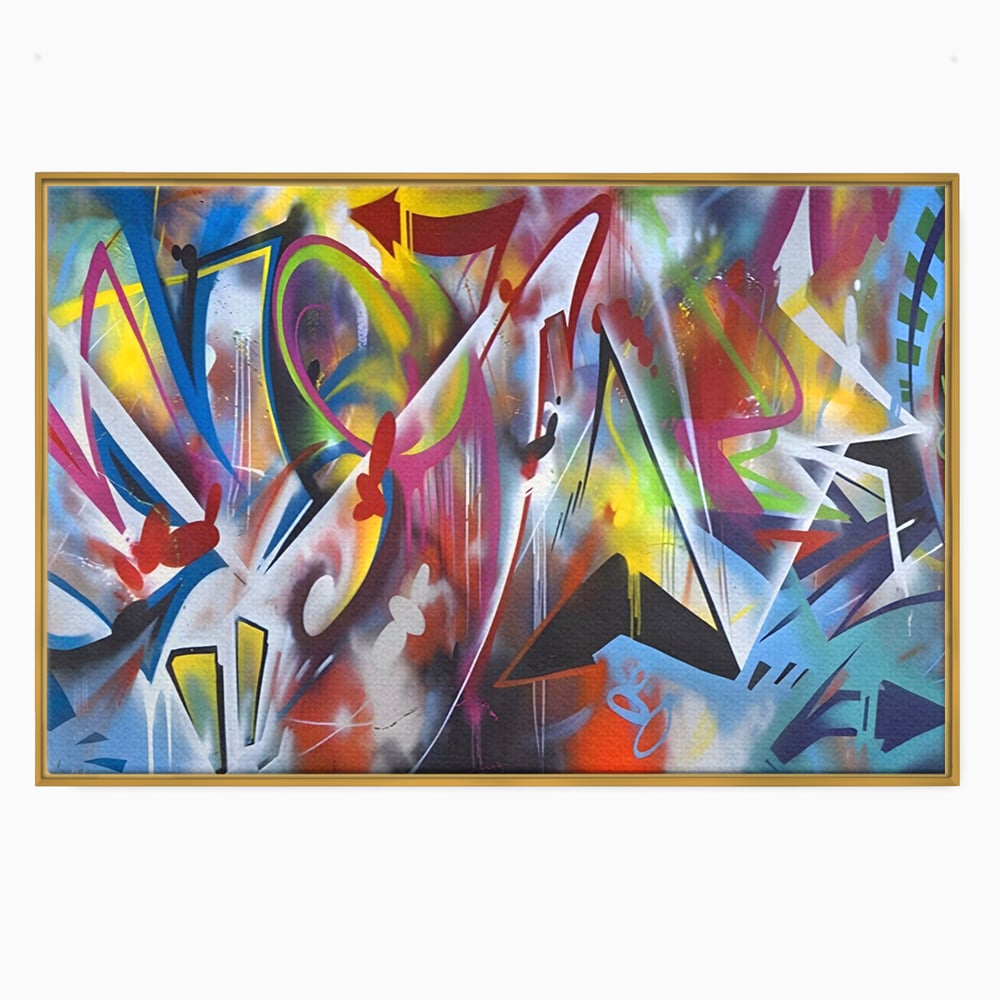 Tablou Canvas Premium LuxCanva® A1210, Graffiti Blue , Decorativ, Living, Arta Stradala, Colorat, Hol, Culori Vibrante
