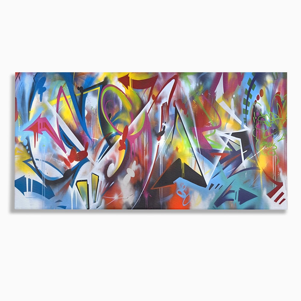 Tablou Canvas Premium LuxCanva® A1210, Graffiti Blue , Decorativ, Living, Arta Stradala, Colorat, Hol, Culori Vibrante