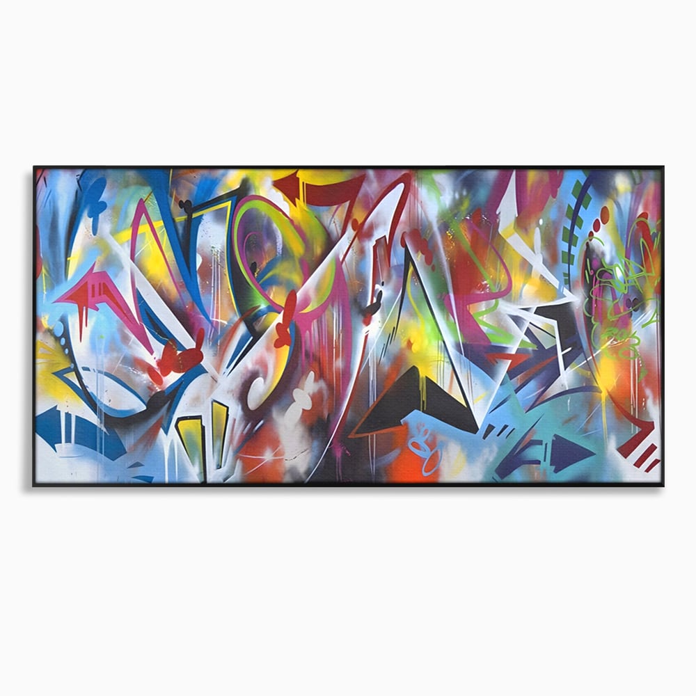 Tablou Canvas Premium LuxCanva® A1210, Graffiti Blue , Decorativ, Living, Arta Stradala, Colorat, Hol, Culori Vibrante