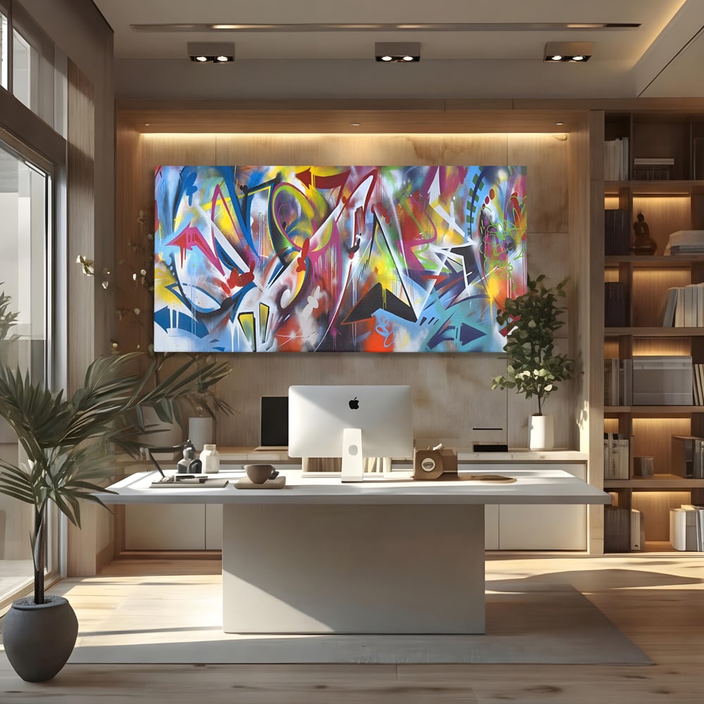 Tablou Canvas Premium LuxCanva® A1210, Graffiti Blue , Decorativ, Living, Arta Stradala, Colorat, Hol, Culori Vibrante